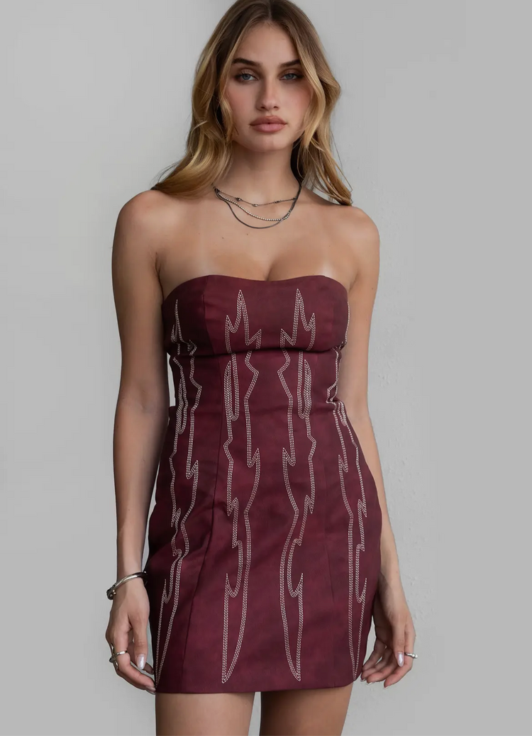 strapless boot stitch dress
