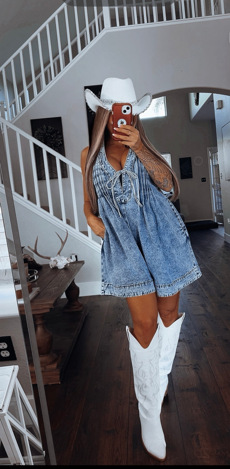 Denim romper dress