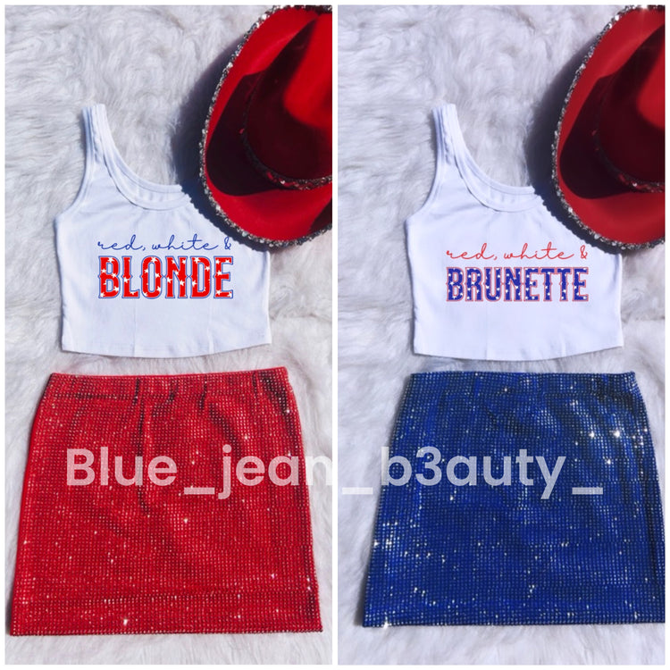 Red white and blonde / brunette