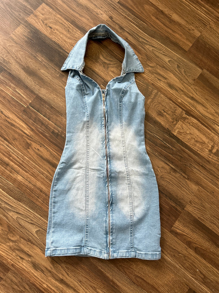 Zip up denim dress preorder
