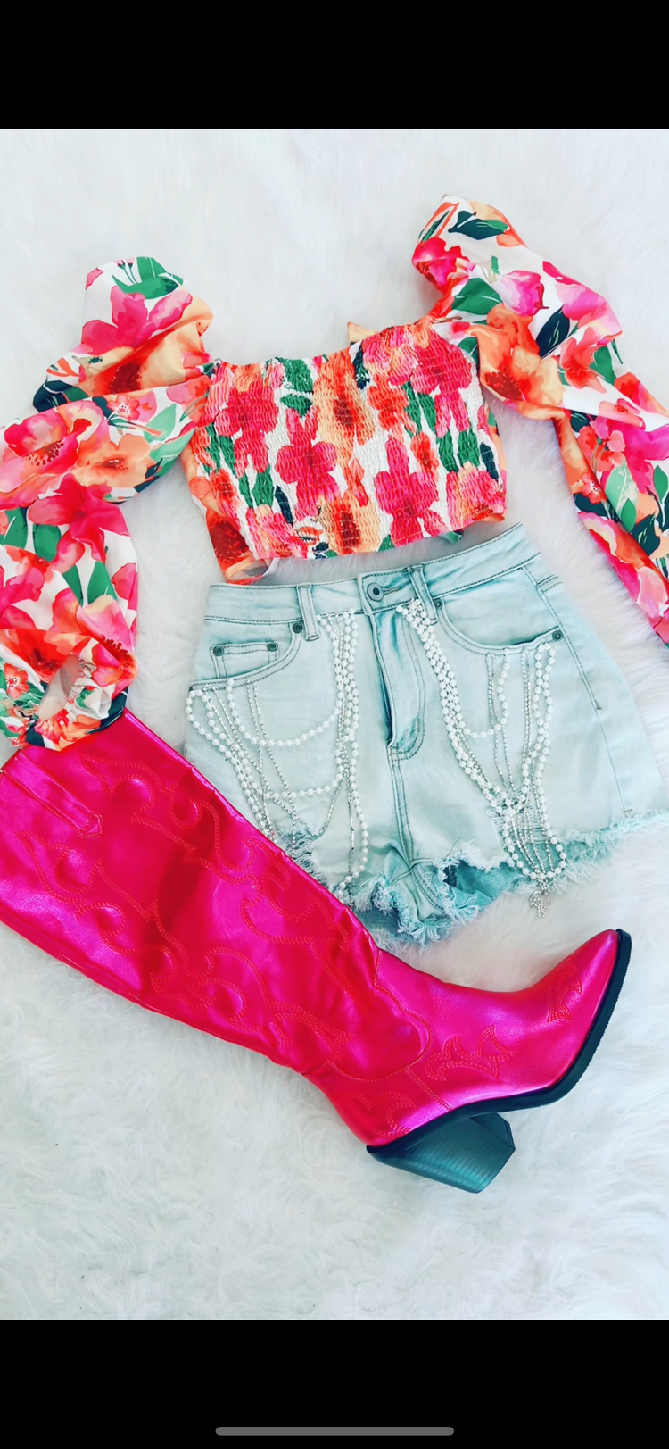 Floral back tie crop top