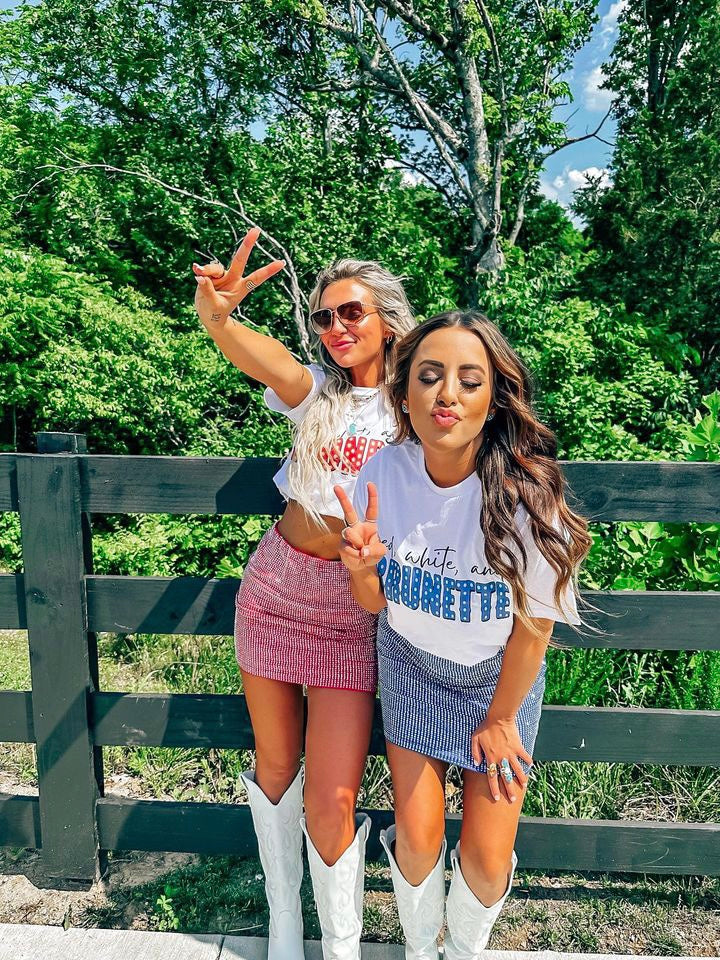 red white and brunette