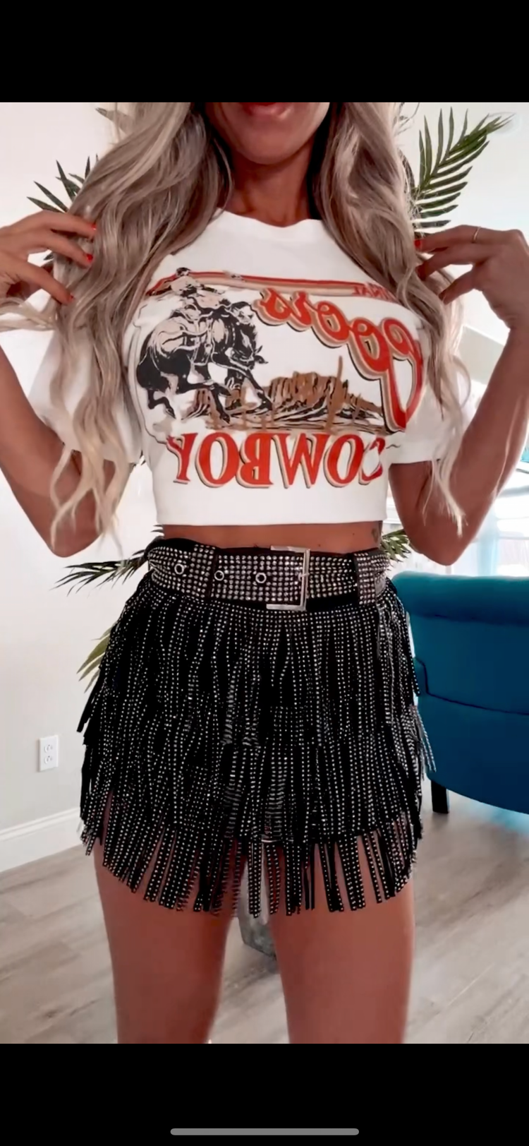 Brown/ black fringe skirt