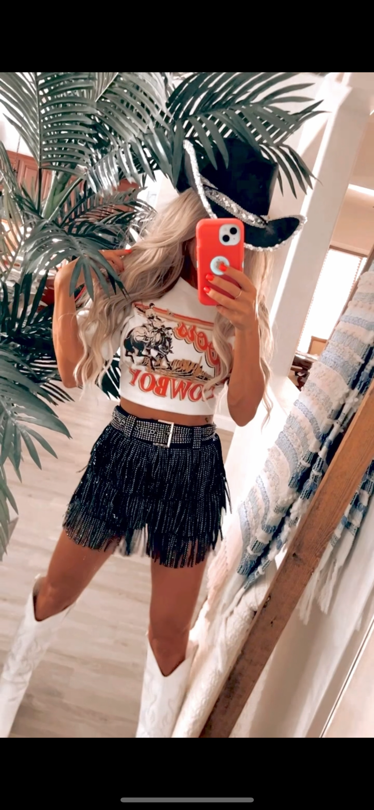 Brown/ black fringe skirt