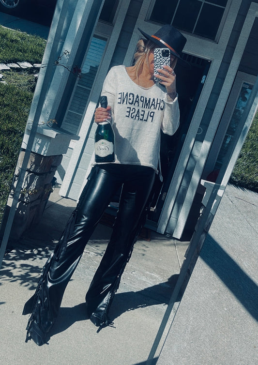 Fringe leather pants
