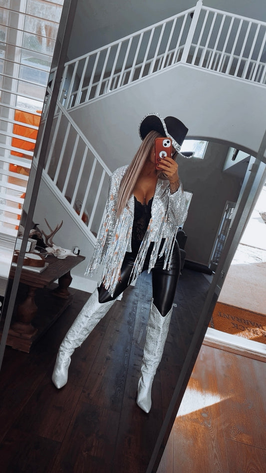 Fringe silver jacket