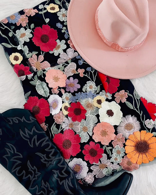 Floral embroidered mesh dress