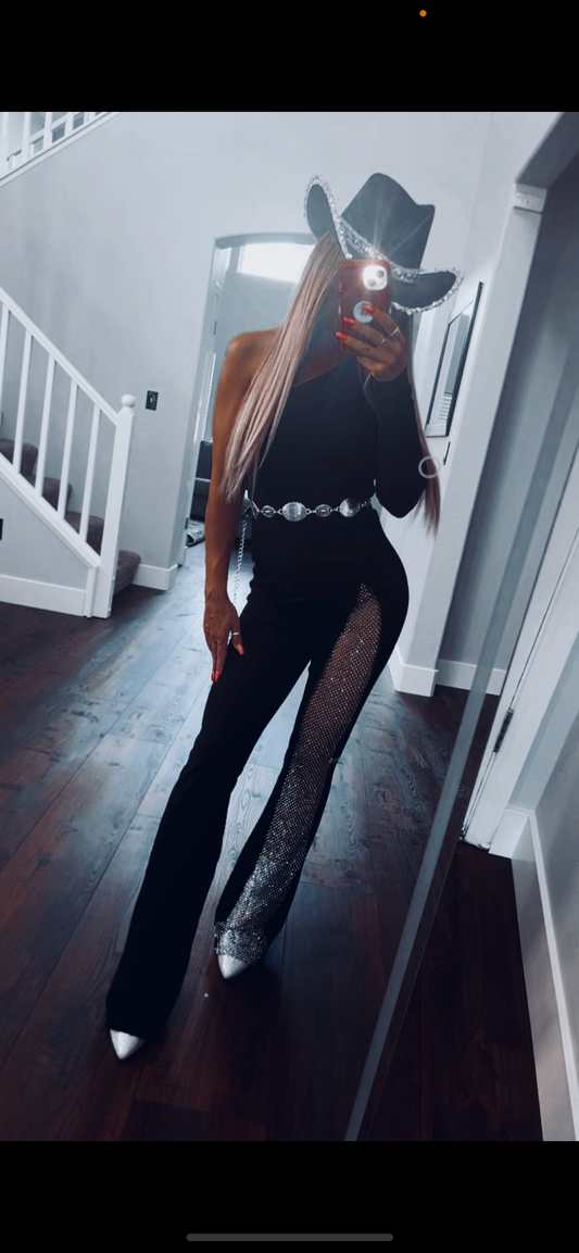 One leg sequin  Jumpsuit