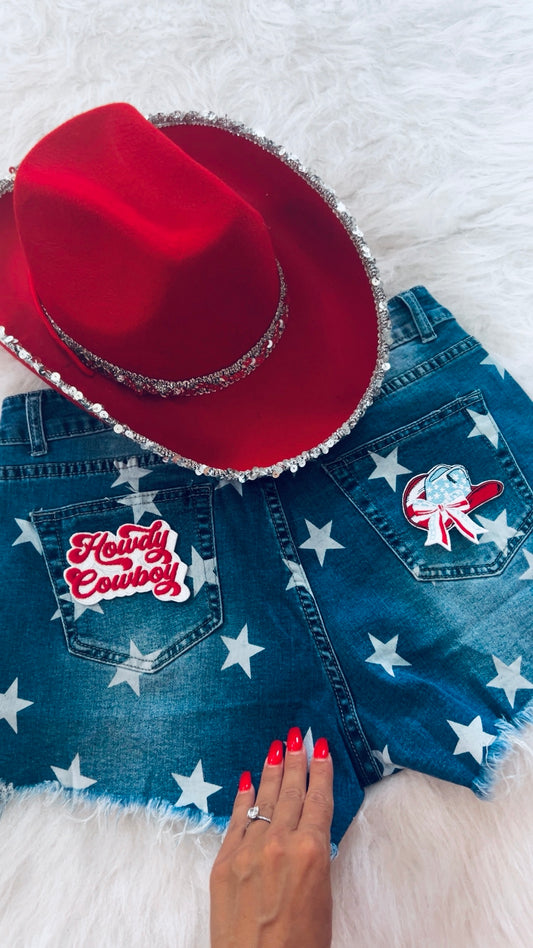 Star spangled shorts with patches