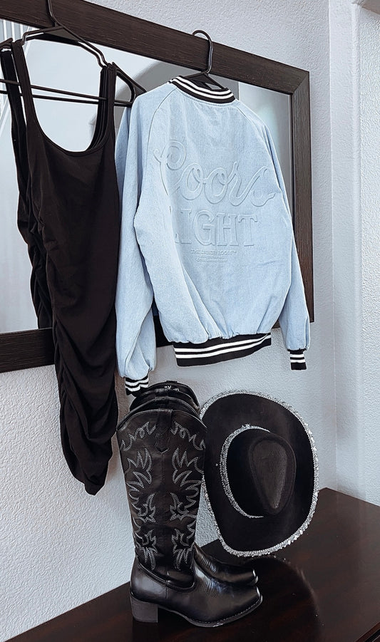 Coors denim bomber
