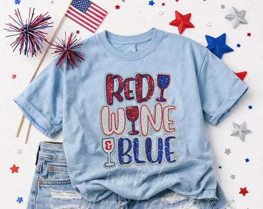 Red wine & blue shirt