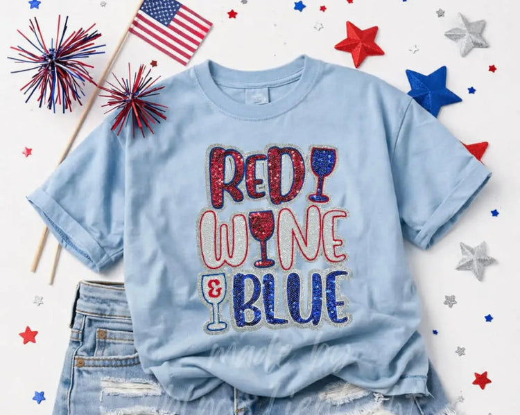 Red wine & blue shirt
