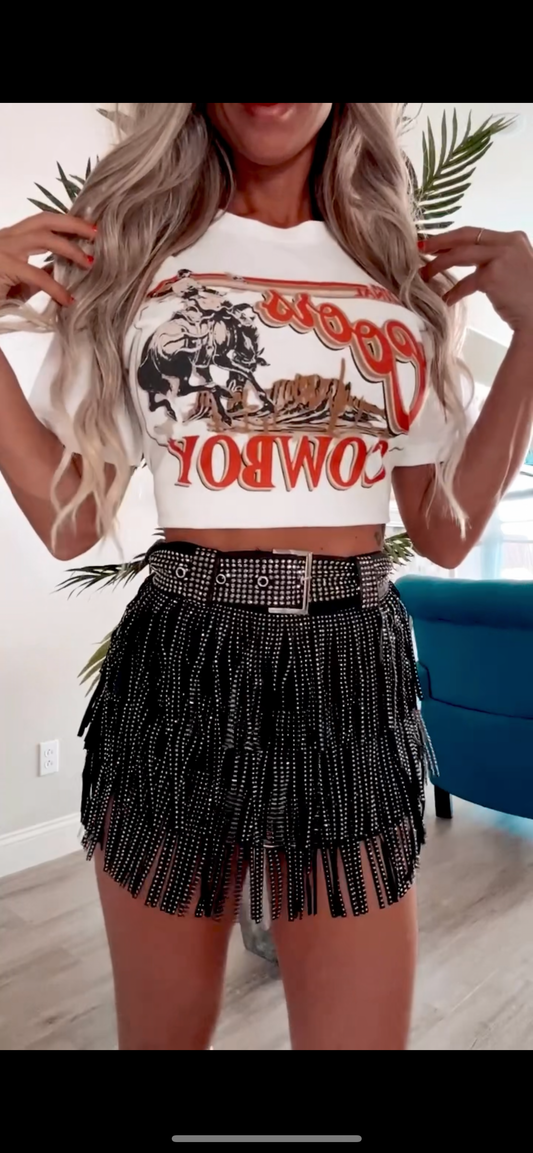 Brown/ black fringe skirt