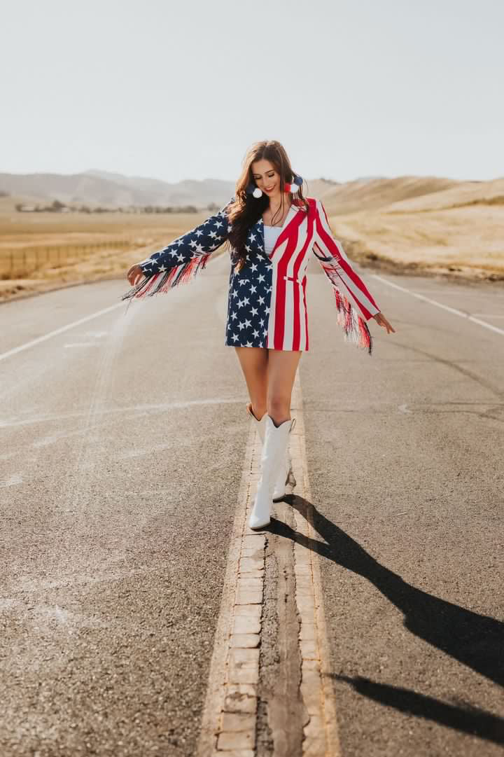 American  flag fringe flag blazer