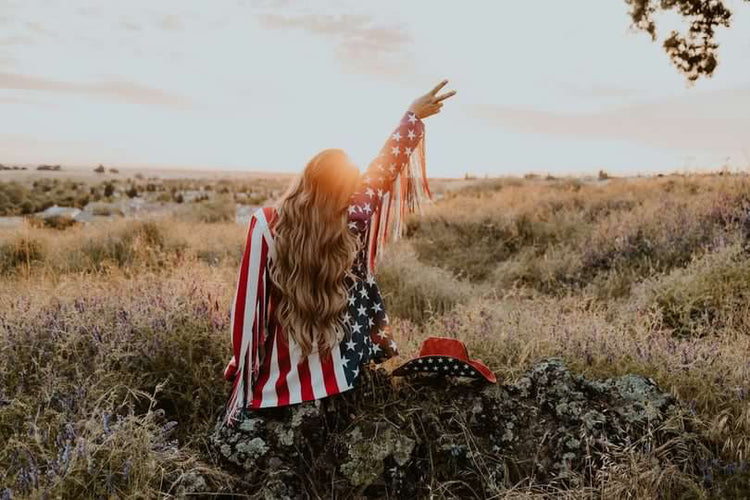 American  flag fringe flag blazer