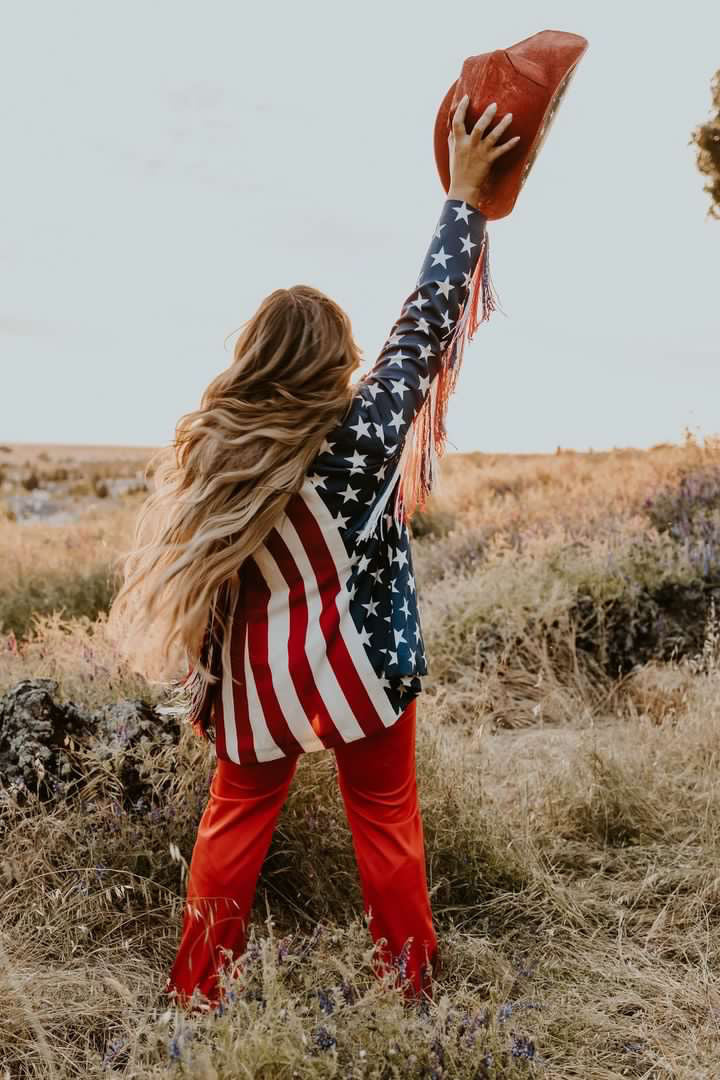 American  flag fringe flag blazer