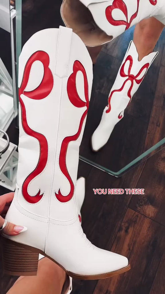 Bow boots red preorder
