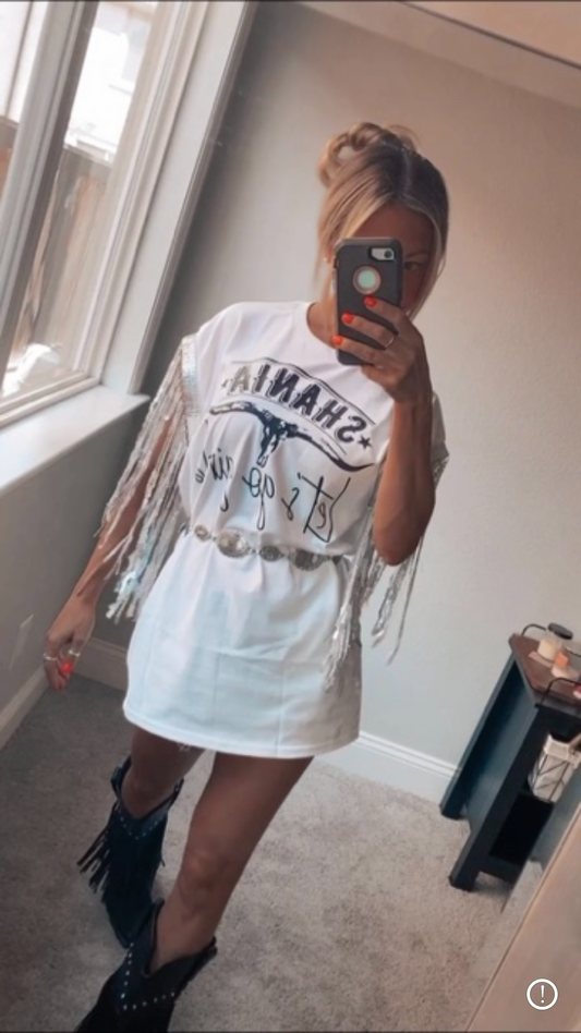 Shania fringe t dress