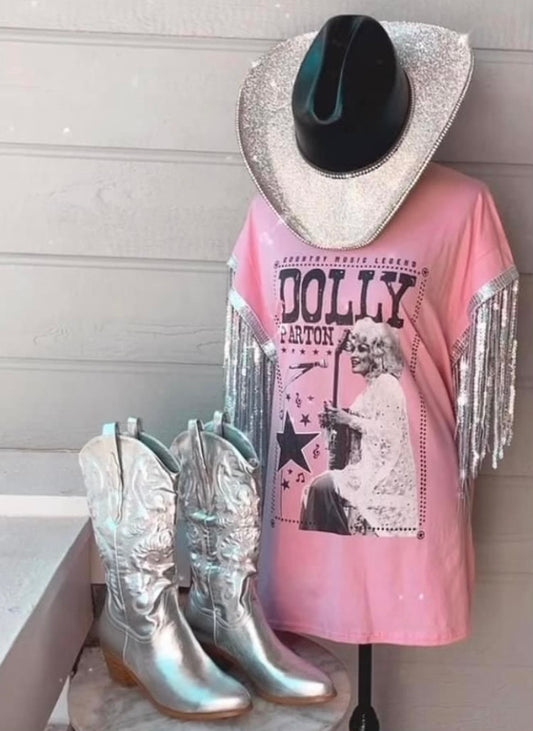 “ Boujee Babe” Custom Fringe T shirt dress